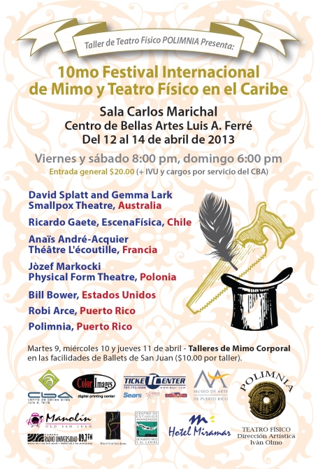 Postal 10mo Festival Internacional de Mimo y Teatro Fisico en el Caribe (Back con Sangrado)